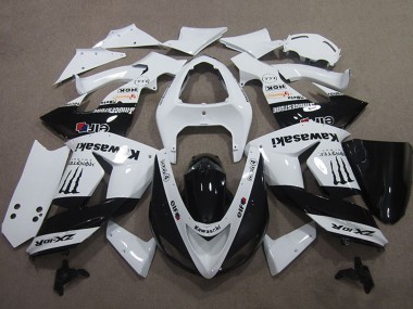 Kawasaki ZX10R Motorrad Verkleidung 2006-2007 - Weiss Glanzendes Schwarz Elf Touch4 Monster Energy