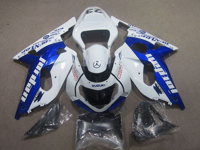Suzuki GSXR 600 Motorrad Verkleidung 2001-2003 - Weiss Blau Jordan Motul