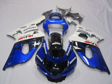 Suzuki GSXR 600 Motorrad Verkleidung 2001-2003 - Weiss Blau Glanzendes Schwarz Motul