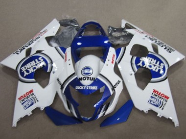 Suzuki GSXR 600 Motorrad Verkleidung 2004-2005 - Weiss Blau Lucky Strike Motul