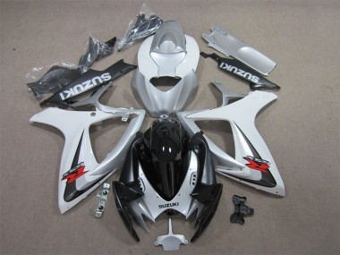Suzuki GSXR 600 Motorrad Verkleidung 2006-2007 - Weiss Silber Glanzendes Schwarz Rot