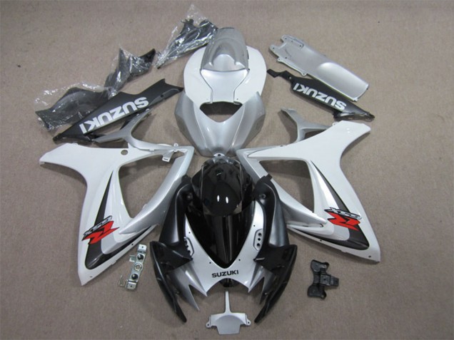 Suzuki GSXR 600 Motorrad Verkleidung 2006-2007 - Weiss Silber Glanzendes Schwarz Rot