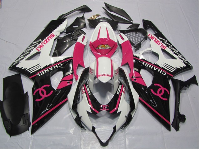 Suzuki GSXR 600 Motorrad Verkleidung 2006-2007 - Weiss Rosa Schwarz Chanel