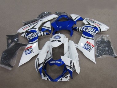 Suzuki GSXR 600 Motorrad Verkleidung 2011-2024 - Blau Weiss Lucky Strike Motul