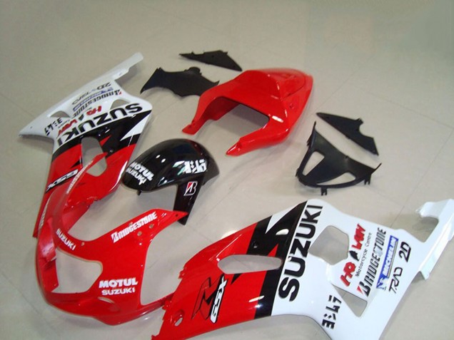 Suzuki GSXR 750 Motorrad Verkleidung 2001-2003 - Rot Weiss Glanzendes Schwarz Motul