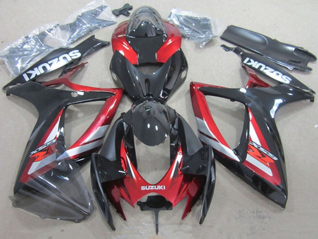 Suzuki GSXR 750 Motorrad Verkleidung 2006-2007 - Rot Glanzendes Schwarz