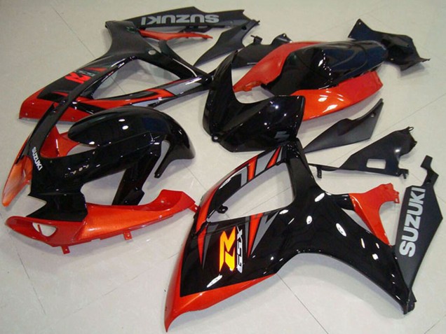 Suzuki GSXR 750 Motorrad Verkleidung 2006-2007 - Orange Glanzendes Schwarz