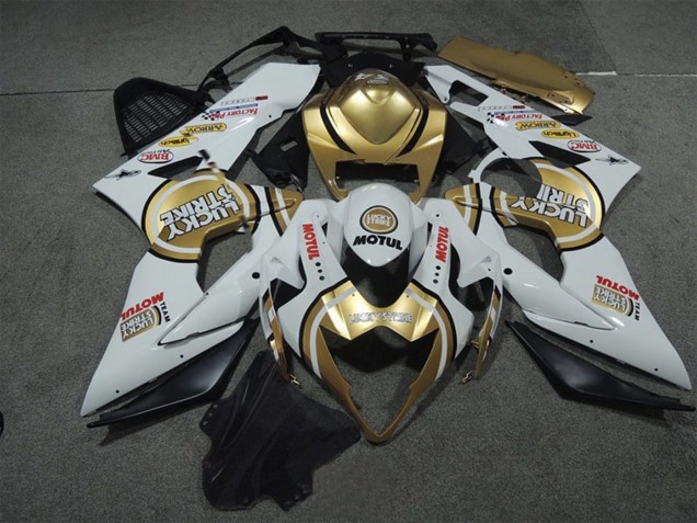 Suzuki GSXR 1000 Motorrad Verkleidung 2005-2006 - Weiss Gold Lucky Strike Motul