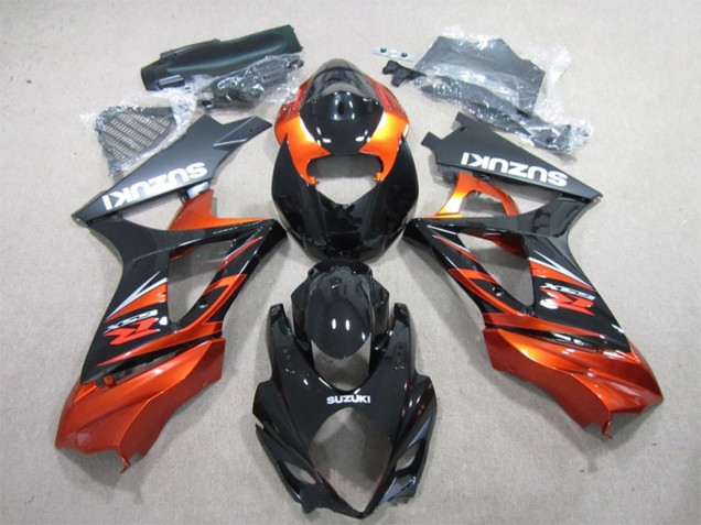 Suzuki GSXR 1000 Motorrad Verkleidung 2007-2008 - Glanzendes Schwarz Orange