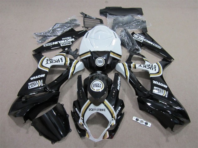 Suzuki GSXR 1000 Motorrad Verkleidung 2007-2008 - Weiss Schwarz Lucky Strike Motul