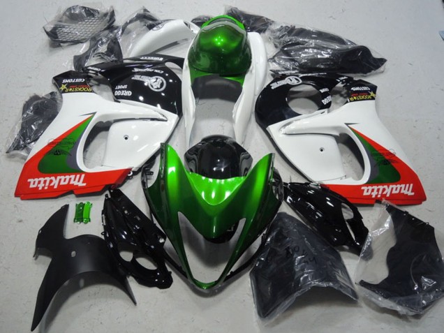 Suzuki GSXR 1300 Hayabusa Motorrad Verkleidung 2008-2020 - Weiss Grun Rot Makita