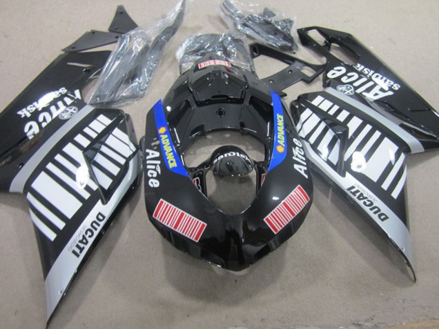 Ducati 848 1098 1198 Motorrad Verkleidung 2007-2014 - Silber Rot Blau Glanzendes Schwarz Alice