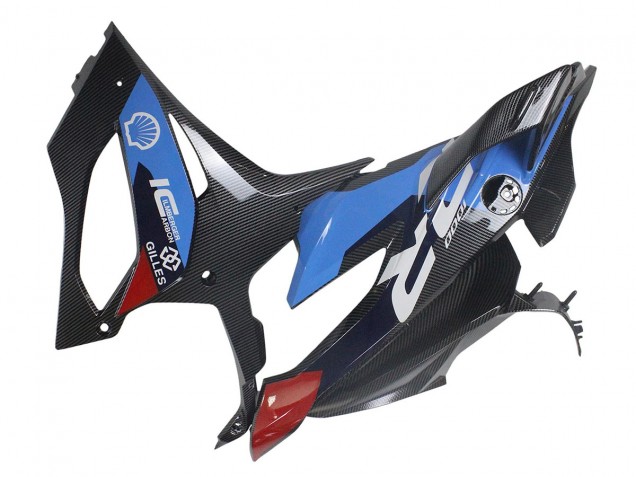 BMW S1000RR Motorrad Verkleidung 2023-2024 - Blau Rot Carbonfaser