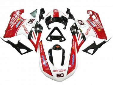 Ducati 848 1098 1198 Motorrad Verkleidung 2007-2014 - Weiss Rot Glanzendes Schwarz Valsir Xerox 50