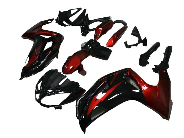 Kawasaki EX650 Motorrad Verkleidung 2012-2016 - Rot Glanzendes Schwarz