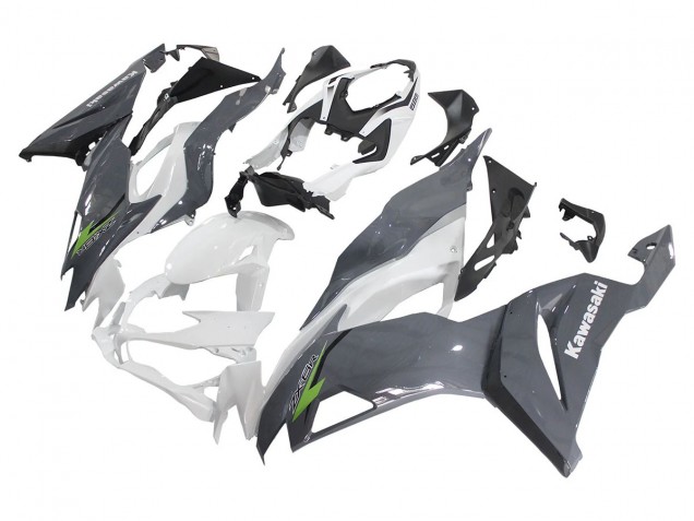 Kawasaki ZX6R Motorrad Verkleidung 2019-2022 - Weiss Grau Grun