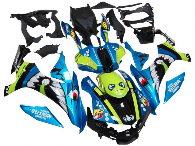 Yamaha YZF R1 Motorrad Verkleidung 2015-2019 - Blau Grun Schwarz Hai