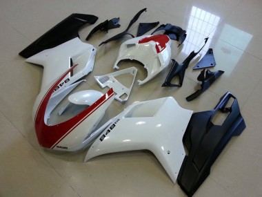 Matt Schwarz Weiß mit rotem Streifen 07-14 Ducati 848 1098 1198 Motorrad Verkleidung