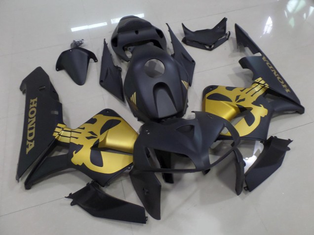 Matt Schwarz mit goldenem Totenkopf 05-06 Honda CBR600RR Motorrad Verkleidung Matt Schwarz mit goldenem Totenkopf 05-06 Honda CBR600RR Motorrad Verkleidung