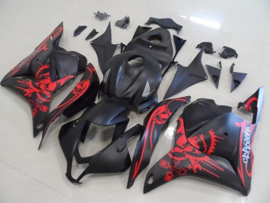 Matt Schwarz mit rotem Totenkopf 09-12 Honda CBR600RR Motorrad Verkleidung