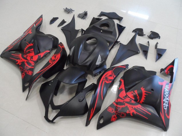 Matt Schwarz mit rotem Totenkopf 09-12 Honda CBR600RR Motorrad Verkleidung Matt Schwarz mit rotem Totenkopf 09-12 Honda CBR600RR Motorrad Verkleidung