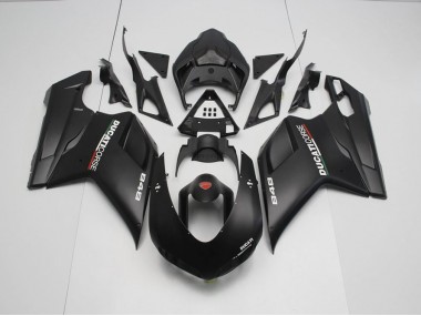 Matt Schwarz mit weißen Aufklebern 07-14 Ducati 848 1098 1198 Motorrad Verkleidung