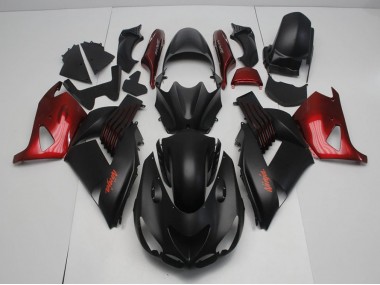 Matt Schwarz und Rot 06-11 Kawasaki ZX14R ZZR1400 Motorrad Verkleidung