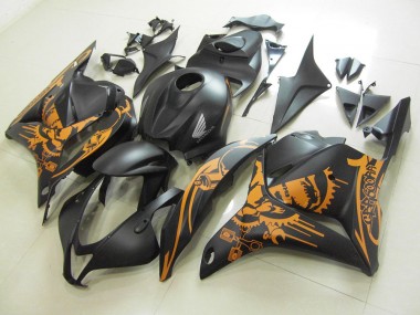 Matt Schwarzer Orange Aufkleber 09-12 Honda CBR600RR Motorrad Verkleidung