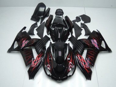 Rot Flamme 06-11 Kawasaki ZX14R ZZR1400 Motorrad Verkleidung