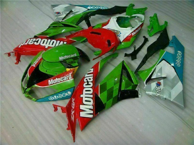 Rot Grün Motocard 09-12 Kawasaki ZX6R Motorrad Verkleidung Rot Grün Motocard 09-12 Kawasaki ZX6R Motorrad Verkleidung