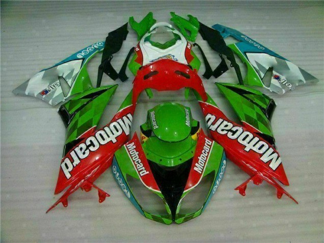 Rot Grün Motocard 09-12 Kawasaki ZX6R Motorrad Verkleidung Rot Grün Motocard 09-12 Kawasaki ZX6R Motorrad Verkleidung