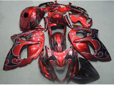 Rot mit Schwarz Flamme 96-07 Suzuki GSXR 1300 Hayabusa Motorrad Verkleidung