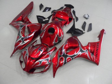 Rot mit Schwarz Grau Flamme 06-07 Honda CBR1000RR Motorrad Verkleidung