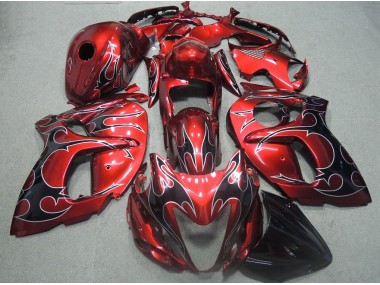 Rote Schwarz Flamme 08-19 Suzuki GSXR 1300 Hayabusa Motorrad Verkleidung