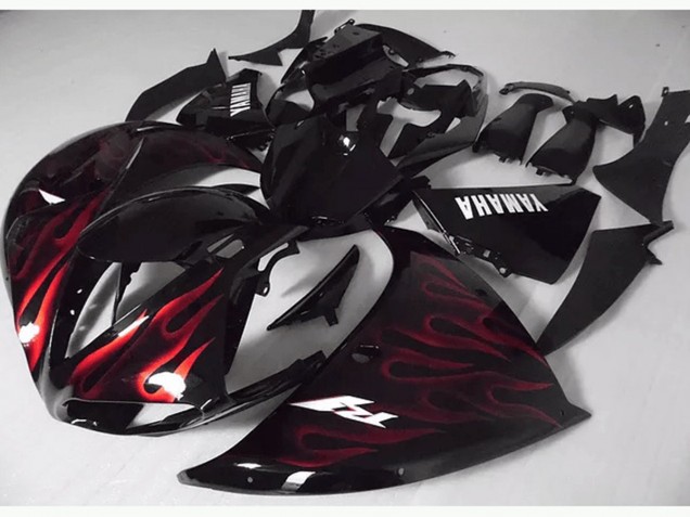 Rote Schwarz Flamme 12-14 Yamaha YZF R1 Motorrad Verkleidung Rote Schwarz Flamme 12-14 Yamaha YZF R1 Motorrad Verkleidung
