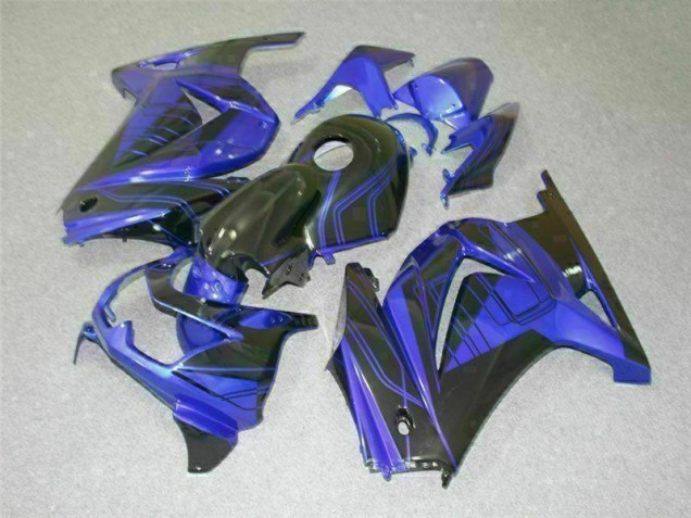 Schwarz Blau 08-12 Kawasaki EX250 Motorrad Verkleidungen