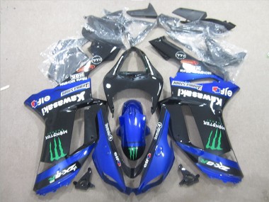 Schwarz Blau Grün Monster 07-08 Kawasaki ZX6R Motorrad Verkleidung