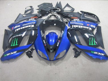 Schwarz Blaus Monster 07-08 Kawasaki ZX6R Motorrad Verkleidung