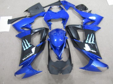 Schwarz Blaus Monster 08-10 Kawasaki ZX10R Motorrad Verkleidung