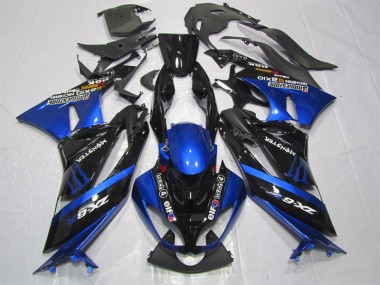 Schwarz Blaus Monster 09-12 Kawasaki ZX6R Motorrad Verkleidung