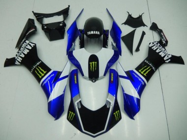 Schwarz Blaus Monster 15-19 Yamaha YZF R1 Motorrad Verkleidung