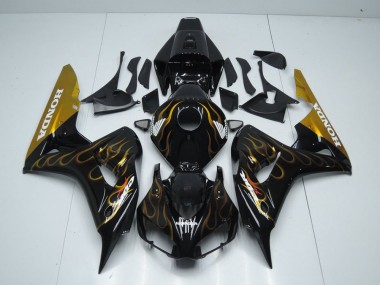 Schwarz Gold Flamme 06-07 Honda CBR1000RR Motorrad Verkleidung