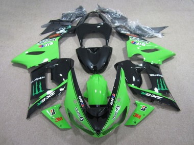 Schwarz Grün 3M Touch4 Monster 05-06 Kawasaki ZX6R Motorrad Verkleidung