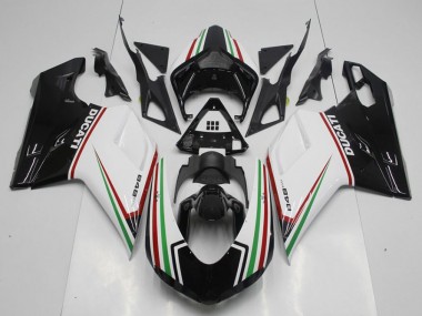 Schwarz Grün und Weiß 07-14 Ducati 848 1098 1198 Motorrad Verkleidung