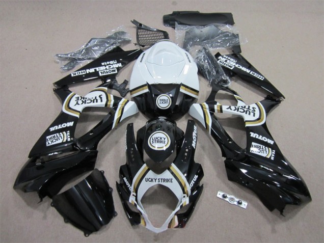 Schwarz Lucky Strike Weiß Motul 07-08 Suzuki GSXR 1000 Motorrad Verkleidung Schwarz Lucky Strike Weiß Motul 07-08 Suzuki GSXR 1000 Motorrad Verkleidung