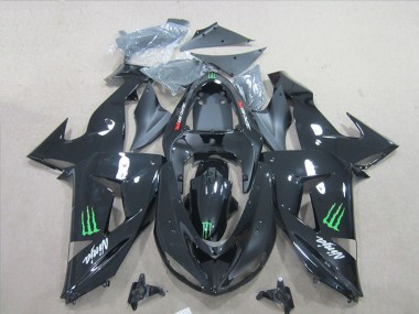 Schwarz Ninja Grünmonster 07-08 Kawasaki ZX6R Motorrad Verkleidung