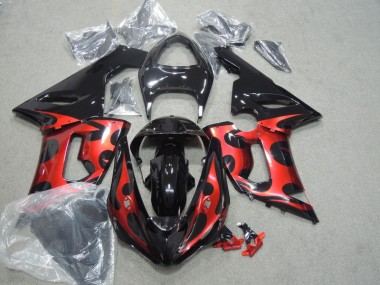 Schwarz Rot 05-06 Kawasaki ZX6R Motorrad Verkleidung