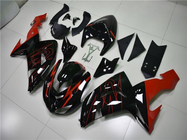 Schwarz Rot 06-07 Kawasaki ZX10R Motorrad Verkleidung Schwarz Rot 06-07 Kawasaki ZX10R Motorrad Verkleidung