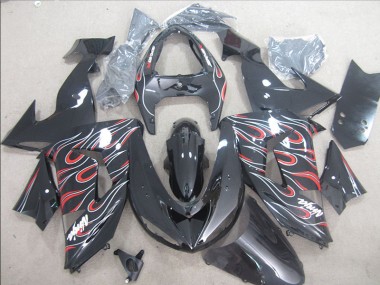 Schwarz Rot Weiß Flamme Ninja 06-07 Kawasaki ZX10R Motorrad Verkleidung