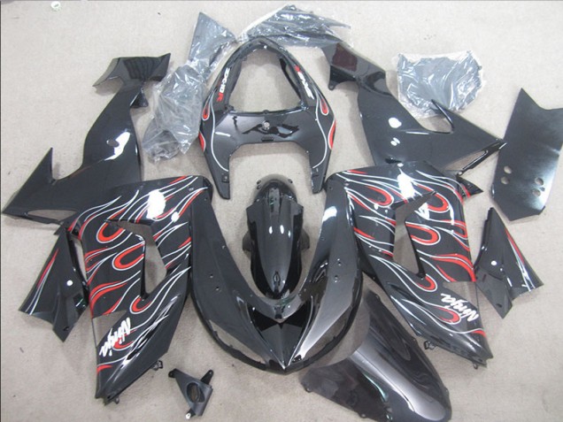 Schwarz Rot Weiß Flamme Ninja 06-07 Kawasaki ZX10R Motorrad Verkleidung Schwarz Rot Weiß Flamme Ninja 06-07 Kawasaki ZX10R Motorrad Verkleidung